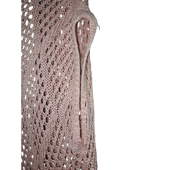 No Boundaries Coral Open Knit Fringe Cardigan Vest Womens L Boho Festival - Picture 5 of 5
